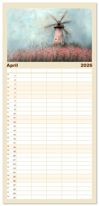 Windgeflüster-Mühlenimpressionen (CALVENDO Familienplaner 2026)