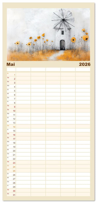 Windgeflüster-Mühlenimpressionen (CALVENDO Familienplaner 2026)