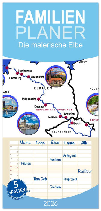 Die malerische Elbe (CALVENDO Familienplaner 2026)