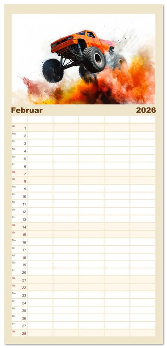 Die Macht der Monstertrucks (CALVENDO Familienplaner 2026)