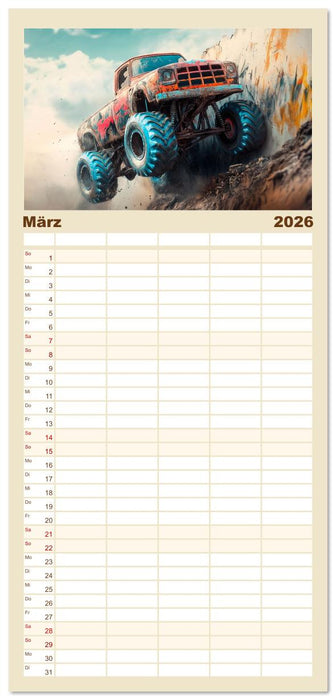 Die Macht der Monstertrucks (CALVENDO Familienplaner 2026)
