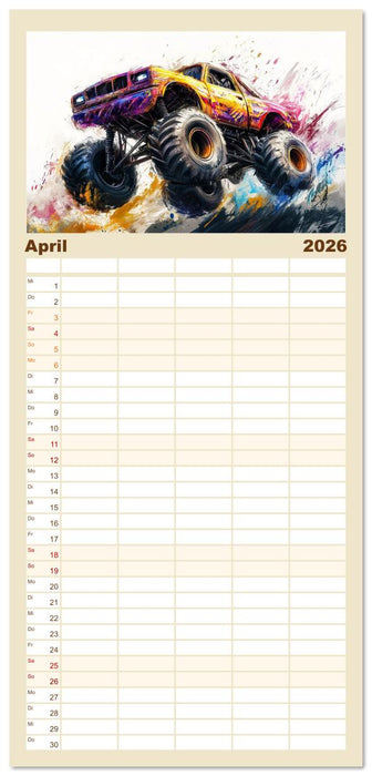 Die Macht der Monstertrucks (CALVENDO Familienplaner 2026)