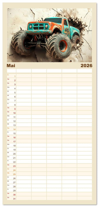 Die Macht der Monstertrucks (CALVENDO Familienplaner 2026)