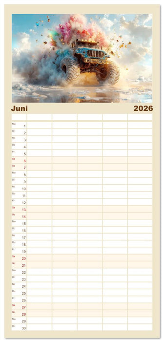 Die Macht der Monstertrucks (CALVENDO Familienplaner 2026)