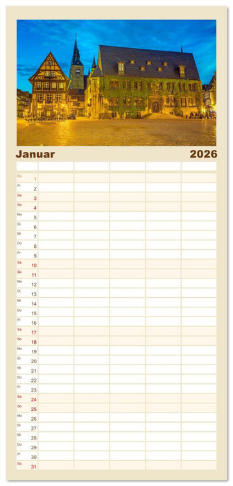 Quedlinburg - Die historische Altstadt (CALVENDO Familienplaner 2026)