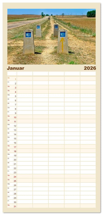 Camino de Santiago - Jakobsweg (CALVENDO Familienplaner 2026)