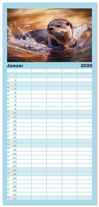 Wächter des Flusses - Ein Jahr mit Fischottern (CALVENDO Familienplaner 2026)