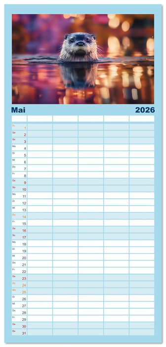 Wächter des Flusses - Ein Jahr mit Fischottern (CALVENDO Familienplaner 2026)