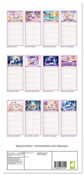 Magische Einhörner - Traumlandschaften unterm Regenbogen (CALVENDO Familienplaner 2026)