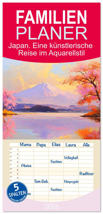Japan. Eine künstlerische Reise im Aquarellstil (CALVENDO Familienplaner 2026)