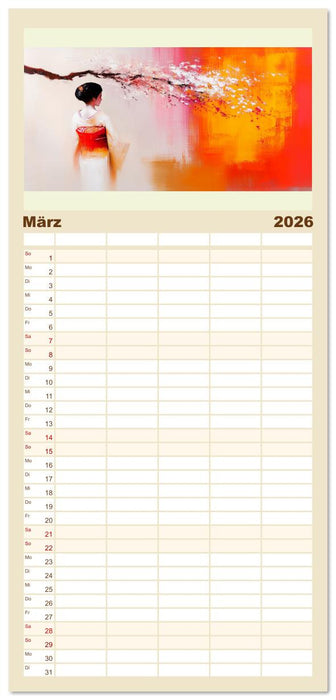 Japan. Eine künstlerische Reise im Aquarellstil (CALVENDO Familienplaner 2026)