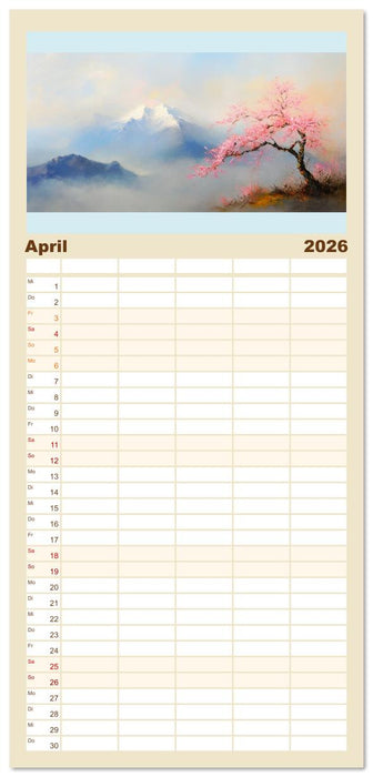 Japan. Eine künstlerische Reise im Aquarellstil (CALVENDO Familienplaner 2026)