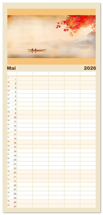 Japan. Eine künstlerische Reise im Aquarellstil (CALVENDO Familienplaner 2026)