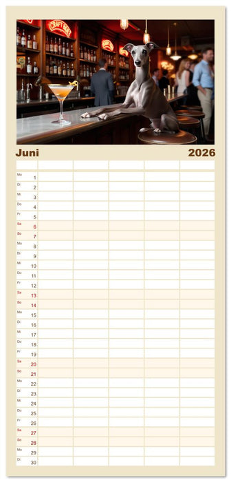 Funny Greyhounds - Windhunde mal anders (CALVENDO Familienplaner 2026)