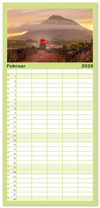 Azoren, Wo Feuer und Meer aufeinandertreffen. (CALVENDO Familienplaner 2026)