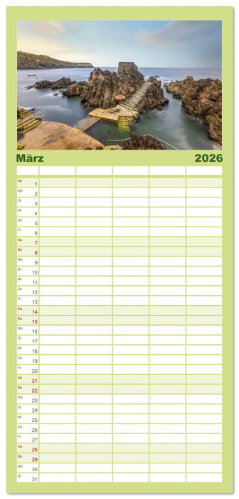 Azoren, Wo Feuer und Meer aufeinandertreffen. (CALVENDO Familienplaner 2026)