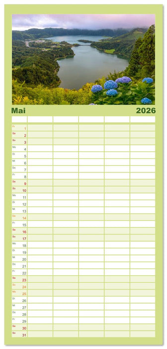 Azoren, Wo Feuer und Meer aufeinandertreffen. (CALVENDO Familienplaner 2026)