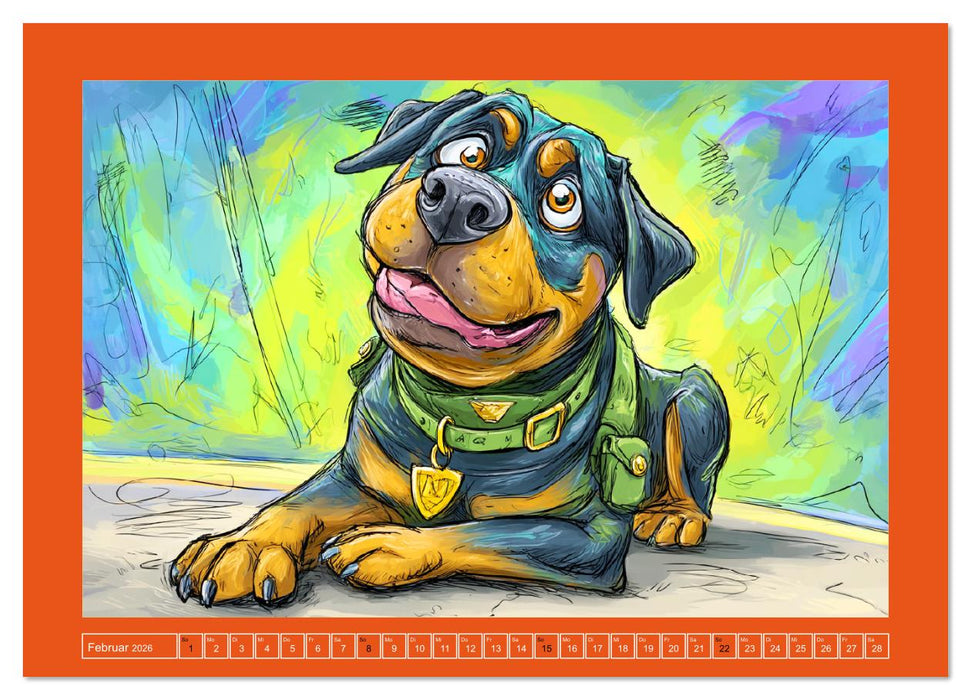 Rotti im Dienst. Hundeeinsatz mit Humor und Witz (CALVENDO Premium Wandkalender 2026)