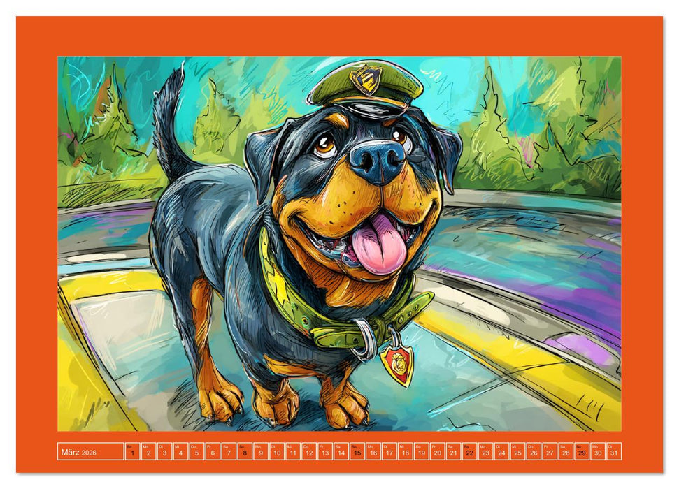 Rotti im Dienst. Hundeeinsatz mit Humor und Witz (CALVENDO Premium Wandkalender 2026)