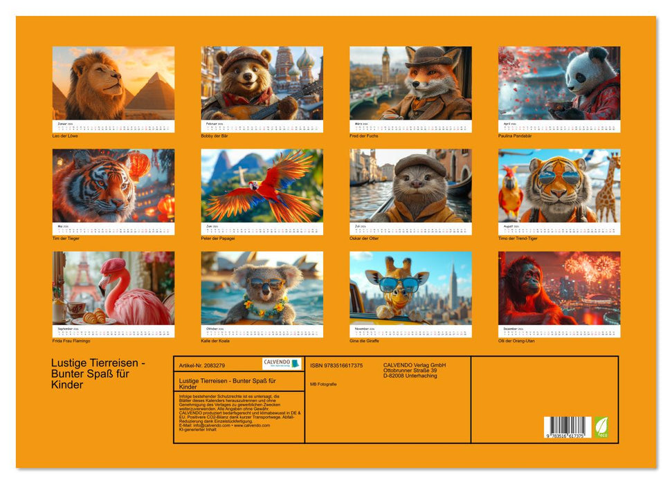 Lustige Tierreisen - Bunter Spaß für Kinder (CALVENDO Wandkalender 2026)
