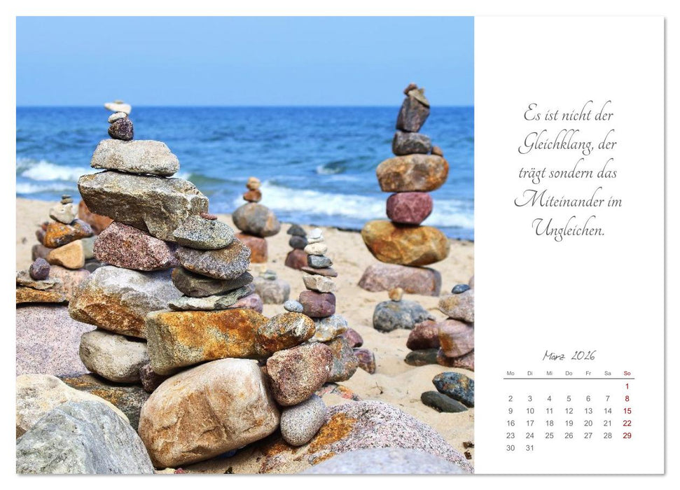 Steine des Lebens. Steine als Spiegel des Lebens mit Bildern und leisen Gedanken (CALVENDO Wandkalender 2026)