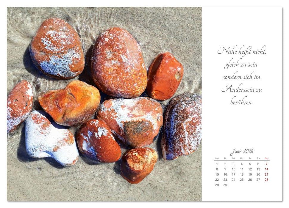 Steine des Lebens. Steine als Spiegel des Lebens mit Bildern und leisen Gedanken (CALVENDO Wandkalender 2026)