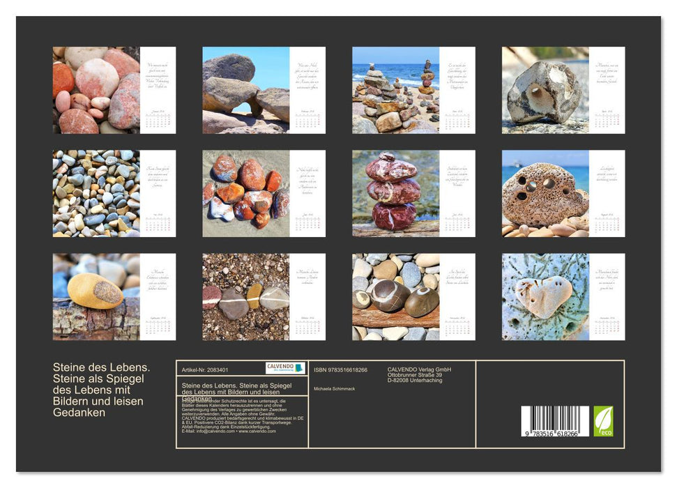 Steine des Lebens. Steine als Spiegel des Lebens mit Bildern und leisen Gedanken (CALVENDO Premium Wandkalender 2026)