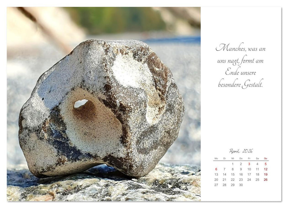 Steine des Lebens. Steine als Spiegel des Lebens mit Bildern und leisen Gedanken (CALVENDO Premium Wandkalender 2026)