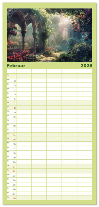 Verwunschene Gärten - Eine Zeitreise (CALVENDO Familienplaner 2026)