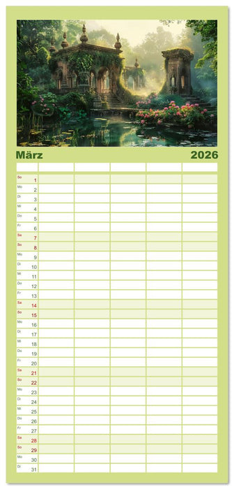 Verwunschene Gärten - Eine Zeitreise (CALVENDO Familienplaner 2026)