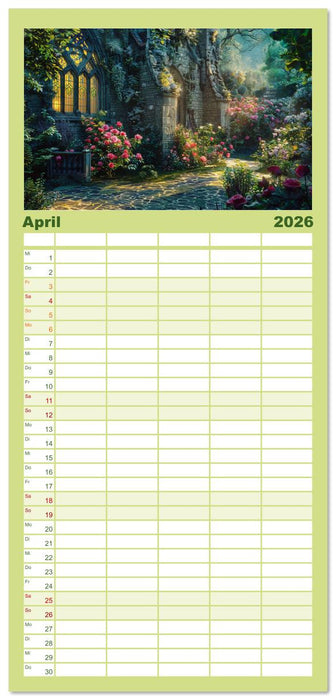 Verwunschene Gärten - Eine Zeitreise (CALVENDO Familienplaner 2026)