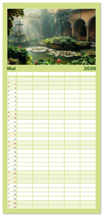 Verwunschene Gärten - Eine Zeitreise (CALVENDO Familienplaner 2026)