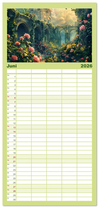 Verwunschene Gärten - Eine Zeitreise (CALVENDO Familienplaner 2026)