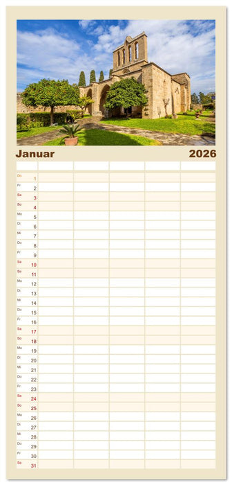 Urlaubsparadies in Nordzypern (CALVENDO Familienplaner 2026)