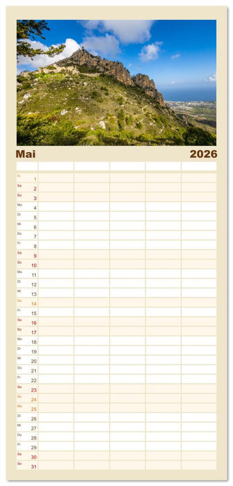 Urlaubsparadies in Nordzypern (CALVENDO Familienplaner 2026)