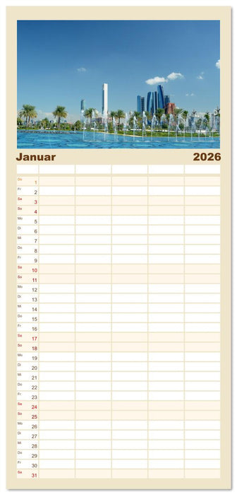 Abu Dhabi, eine Stadt der Zukunft. (CALVENDO Familienplaner 2026)