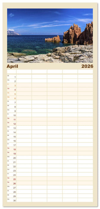 Sardinien - Impressionen Einer Mittelmeerperle (CALVENDO Familienplaner 2026)