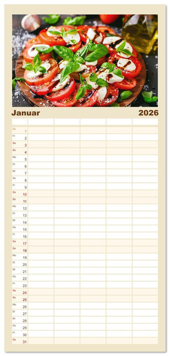 Alles Tomate oder was?! - Herzhafte Speisen rund um die Tomate (CALVENDO Familienplaner 2026)