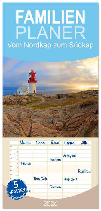 Vom Nordkap zum Südkap (CALVENDO Familienplaner 2026)