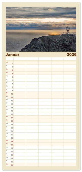 Vom Nordkap zum Südkap (CALVENDO Familienplaner 2026)