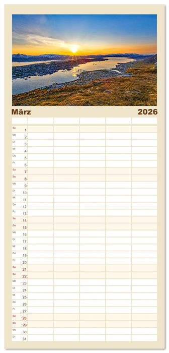 Vom Nordkap zum Südkap (CALVENDO Familienplaner 2026)