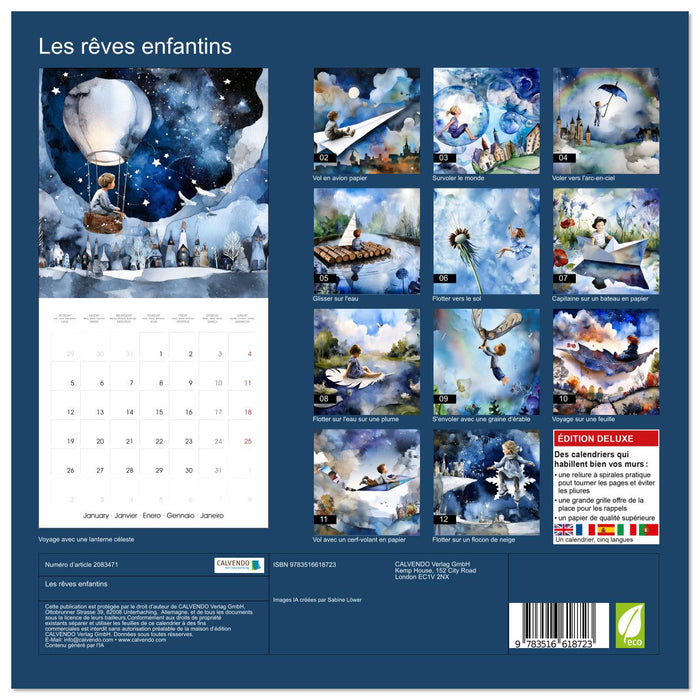 Les rêves enfantins (CALVENDO Calendrier mensuel 2026)