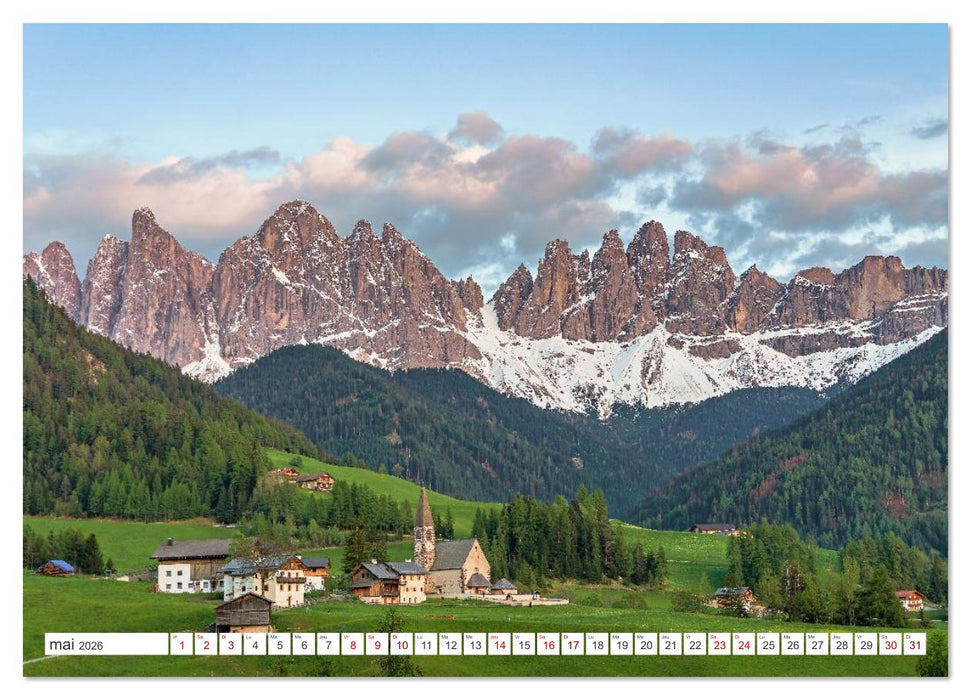 Sites incontournables au Tyrol du Sud (CALVENDO Calendrier mensuel 2026)