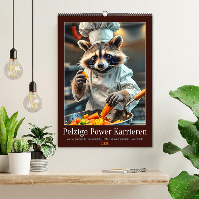 Pelzige Power Karrieren. Von der Baustelle bis zur Backstube, 12 tierisch ernst gemeinte Einsatzberuf (CALVENDO Wandkalender 2026)