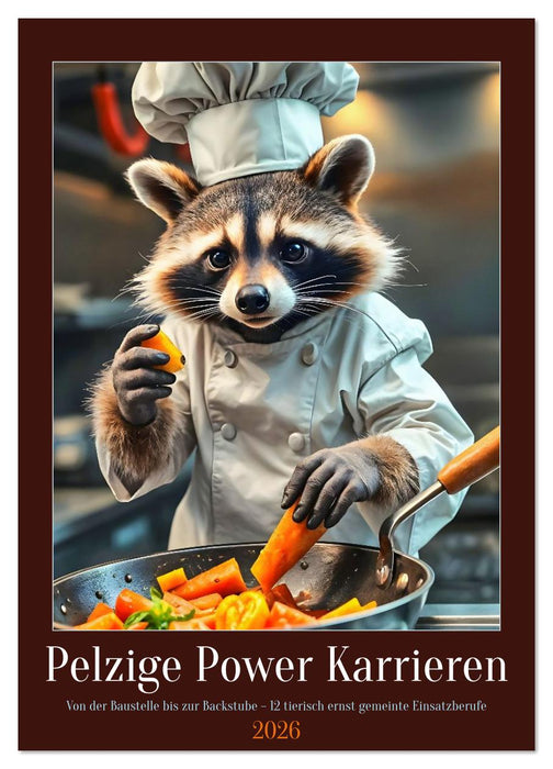 Pelzige Power Karrieren. Von der Baustelle bis zur Backstube, 12 tierisch ernst gemeinte Einsatzberuf (CALVENDO Wandkalender 2026)