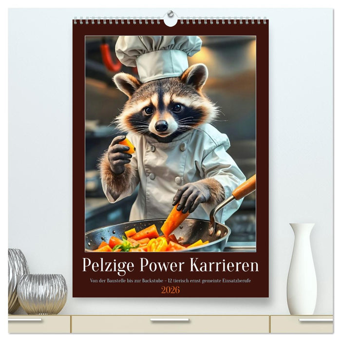 Pelzige Power Karrieren. Von der Baustelle bis zur Backstube, 12 tierisch ernst gemeinte Einsatzberuf (CALVENDO Premium Wandkalender 2026)
