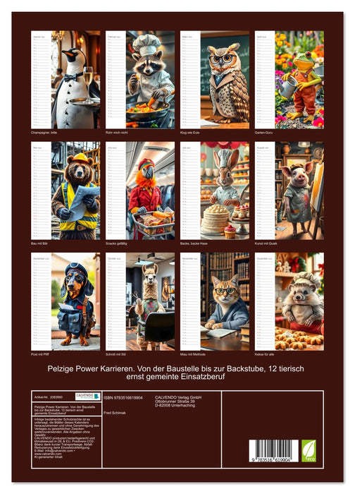 Pelzige Power Karrieren. Von der Baustelle bis zur Backstube, 12 tierisch ernst gemeinte Einsatzberuf (CALVENDO Premium Wandkalender 2026)