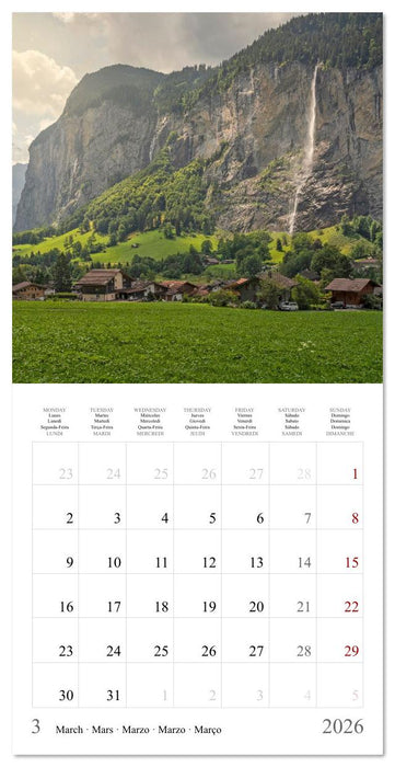 Suisse - Le poumon vert de l'Europe (CALVENDO Calendrier mensuel 2026)