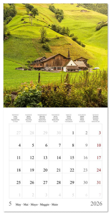 Suisse - Le poumon vert de l'Europe (CALVENDO Calendrier mensuel 2026)