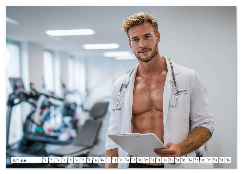 SEXY ÄRZTE - Männlich, muskulös und einsatzbereit (CALVENDO Premium Wandkalender 2026)